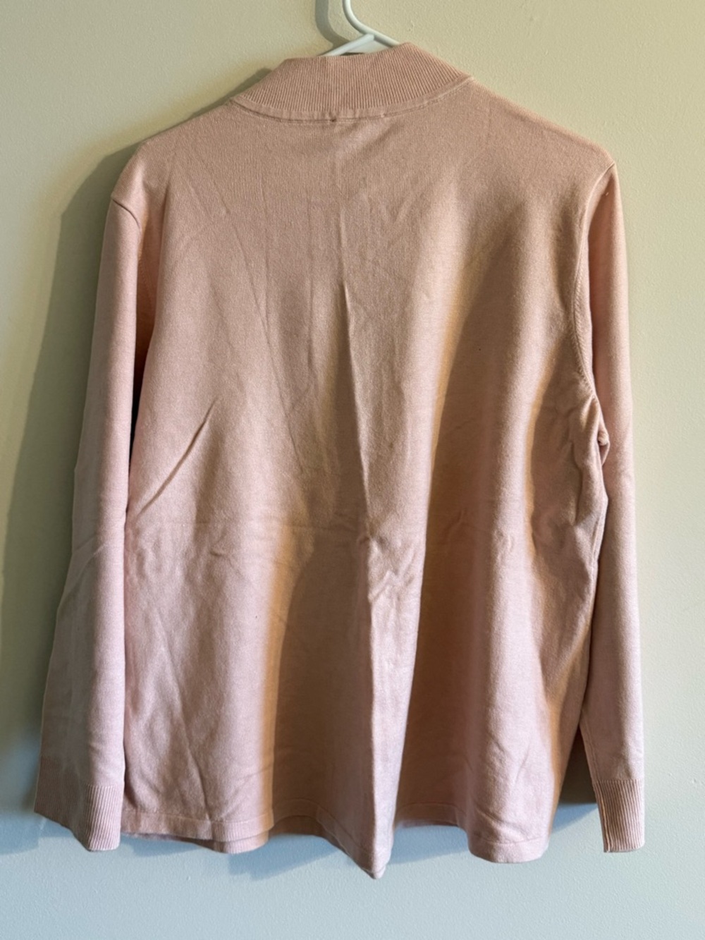 NWT Chico's Pink Cashmere Blend Luxe Metallic-Trim Quarter Zip Pullover Size XL - Picture 5 of 6